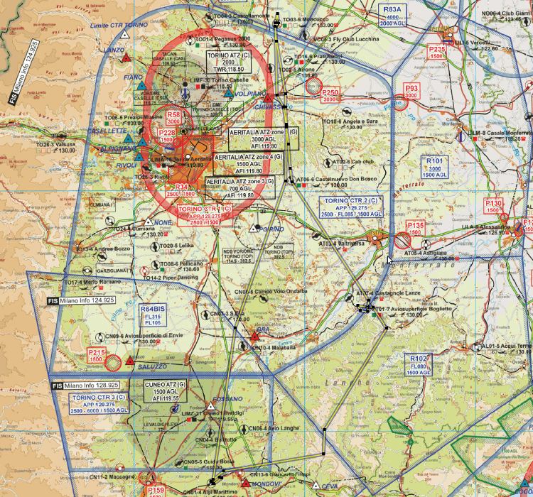 The full route on the aeronautical chart